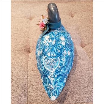 VTG Blue Floral Paper Mache Ceramic Duck