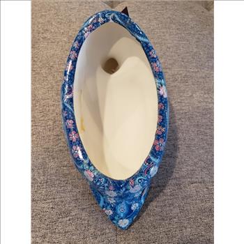 VTG Blue Floral Paper Mache Ceramic Duck