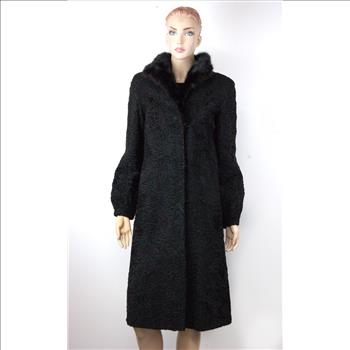 Women's Designer Full Length Persian Lamb Coat with Mink Collar - Size Med - $5,500.00 Value