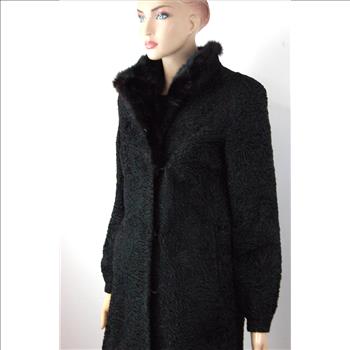 Women's Designer Full Length Persian Lamb Coat with Mink Collar - Size Med - $5,500.00 Value