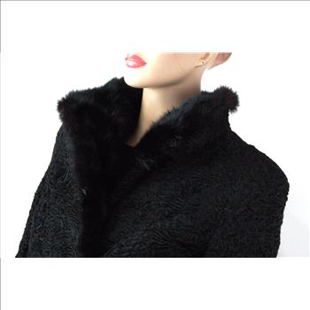 Women's Designer Full Length Persian Lamb Coat with Mink Collar - Size Med - $5,500.00 Value
