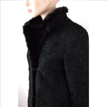 Women's Designer Full Length Persian Lamb Coat with Mink Collar - Size Med - $5,500.00 Value