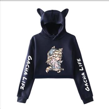 Hot Game Gacha Life Crop Top Hoodie - Small Teen Girls