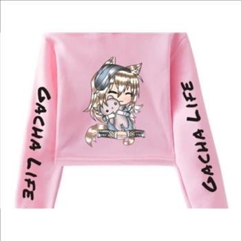 Hot Game Gacha Life Crop Top Hoodie for Teen Girls - SMALL