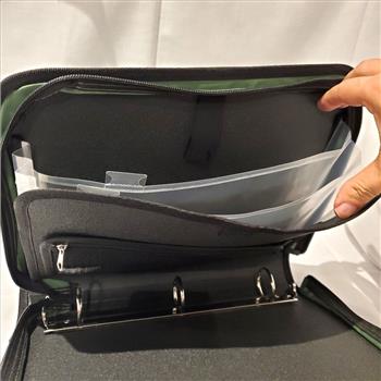 Casemate Full Zip Three Ring Binder With File Storage Green