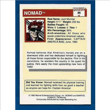 1990 Marvel Universe NOMAD Series 1 Trading Card #86
