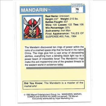 1990 Marvel Super Heroes Trading Card Series 1 Impel - Mandarin #76