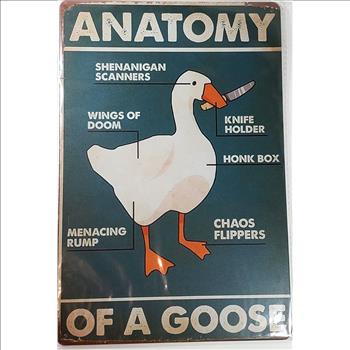 Vintage Looking Anatomy Of A Goose Metal Sign 8