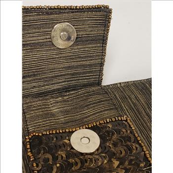 Costa Blanca Spain Metallic Fabric Beaded-Studded-Sequins Embellishment Evening Clutch Bag/Purse
