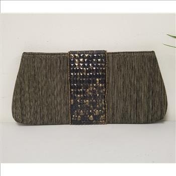 Costa Blanca Spain Metallic Fabric Beaded-Studded-Sequins Embellishment Evening Clutch Bag/Purse