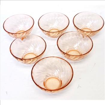 Vintage Pink Depression Glass Fruit/Salad Bowl Set of 6