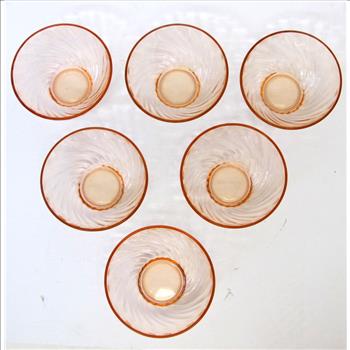 Vintage Pink Depression Glass Fruit/Salad Bowl Set of 6