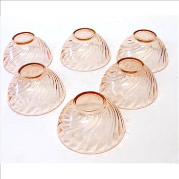 Vintage Pink Depression Glass Fruit/Salad Bowl Set of 6