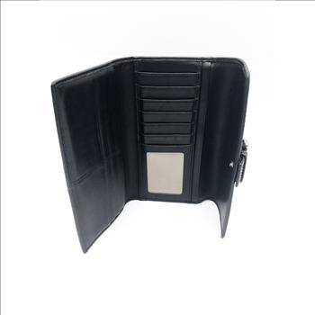 Coach Black Leather Buckle Envelope Wallet Retail $ 295