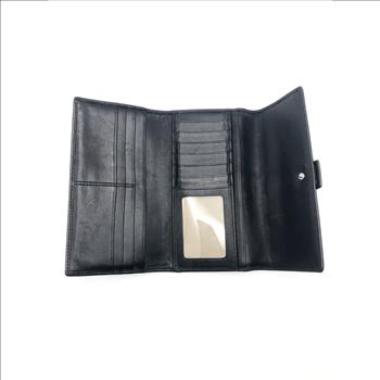 Coach Black Leather Buckle Envelope Wallet Retail $ 295