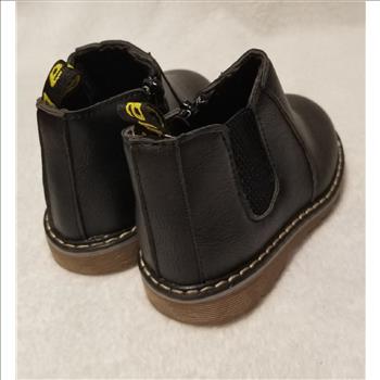 Kids PU Leather Black Side Zipper Boots Size - US5.5 (2-3T Boys/Girls)
