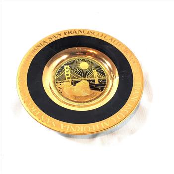 Vintage 24K Gold Plated Ceramic Decorative Plate