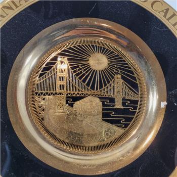 Vintage 24K Gold Plated Ceramic Decorative Plate