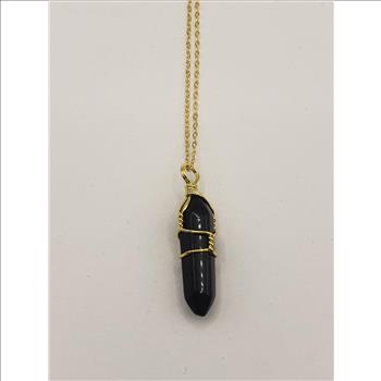Wire Wrapped Black Obsidian Pendulum Pendant Necklace 