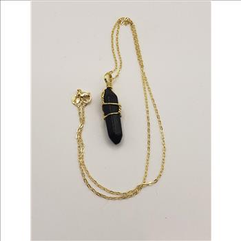 Wire Wrapped Black Obsidian Pendulum Pendant Necklace 