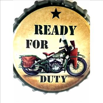 Army Ready For Duty Bottle Cap Wall Hanging Metal Sign