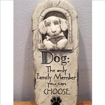 Hand Cast Stone Family Dog Plaque 