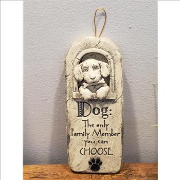 Hand Cast Stone Family Dog Plaque 