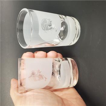 2 Vintage Austria Mozart Distillerie Shot Glass With Frosted Design and Logo