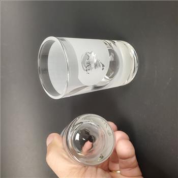 2 Vintage Austria Mozart Distillerie Shot Glass With Frosted Design and Logo