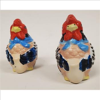 Hand Crafted & Painted Ceramic Rooster Salt & Pepper Shakers