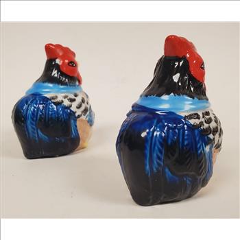 Hand Crafted & Painted Ceramic Rooster Salt & Pepper Shakers