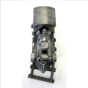 Pewter Train Coin Bank with Track