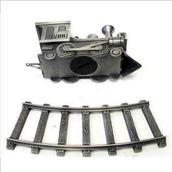 Pewter Train Coin Bank with Track