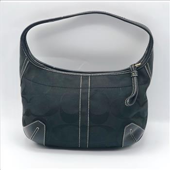 Coach Black Hobo Bag Canvas Leather Jacquard # 11289