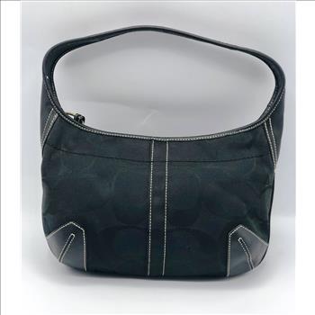 Coach Black Hobo Bag Canvas Leather Jacquard # 11289