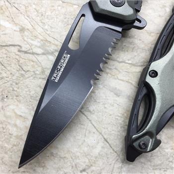 Tac-Force Grey Handle Hunting Outdoor Camping Can Opener Pocket Knife