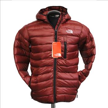 The North Face - Men's Hooded Puffer Jacket - Maroon - Size M