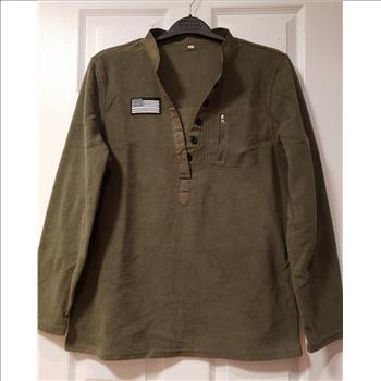 Men's Patriotic V-Neck Army Green Fleece Sweatshirt Sz Large