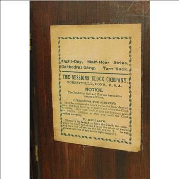 CIRCA 1920's SESSIONS CLOCK CO. USA - Wood Mantel Pendulum Clock 