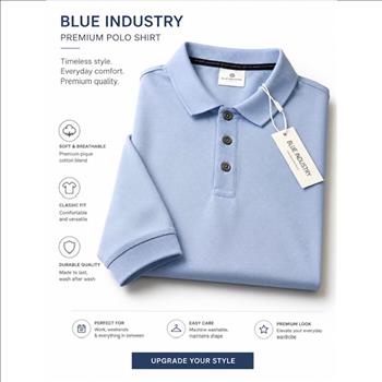 Men's Shirt 4XL Blue Industry Polo Shirt Sz 4XL