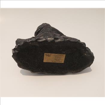 Vintage A Wolf Original Soapstone Sculpture Eskimo Couple Canoeing Made in Canada