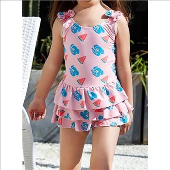 NWT Girls Swimsuit Hawaiian Print Pattern Size 4-6Y