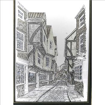 D A Heald Hand Tinted & Signed Framed Print The Shambles York UK