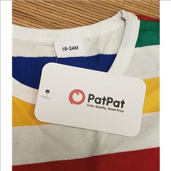 PatPat Made in China NWT Toddler Stripes Rainbow T-Shirt Solid Shorts Jumper Set Sz 18-24M