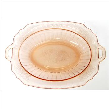 Vintage Pink Depression Glass Serving Dish with Handles