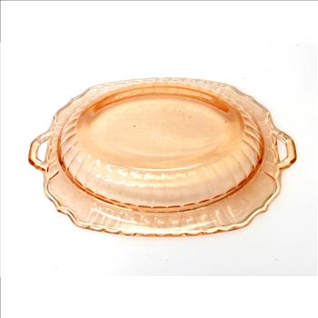 Vintage Pink Depression Glass Serving Dish with Handles