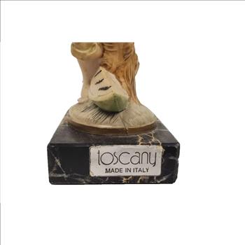 Vintage Fontanini Depose 1 Italy Genuine Carrara Marble Figurine Boy Eating Watermelon 4.75