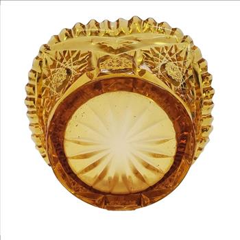 Vintage 1970's L E Smith Sunflower Sunburst Sawtooth Edge Sunburst Amber Dish