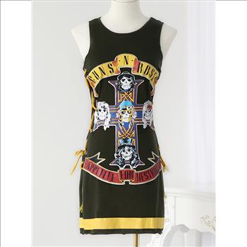 Skull Print Lace-Up Side Bodycon Mini Dress S