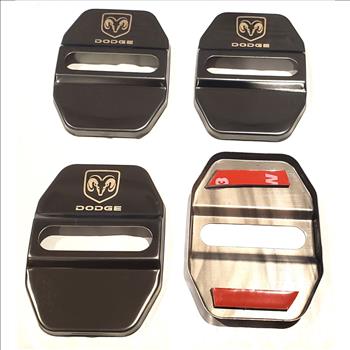Carbon Fiber Stainless Steel Dodge Logo Door Lock Cover Trim